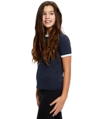 Youth Classic Ringer T-Shirt in Navy/ white