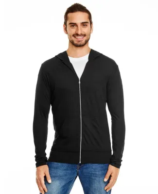 Anvil 6759 Triblend Hooded Full-Zip T-Shirt in Black