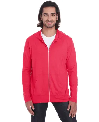 Anvil 6759 Triblend Hooded Full-Zip T-Shirt in Heather red