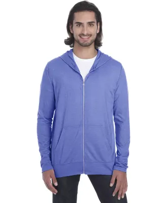 Anvil 6759 Triblend Hooded Full-Zip T-Shirt in Heather blue
