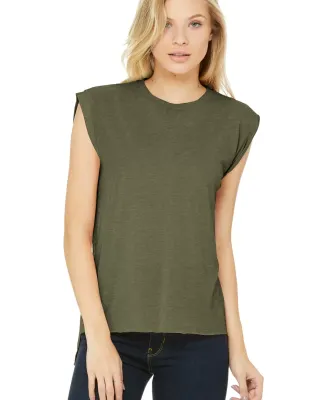 Bella Canvas 8804 Women's Flowy Muscle Tank with R HEATHER OLIVE