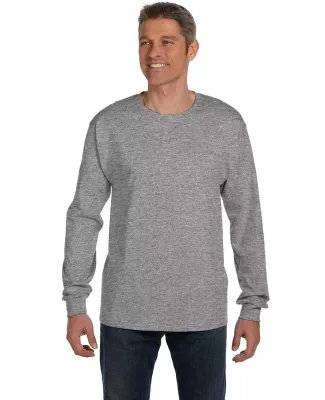 HANES 5596 Tagless Long Sleeve T-Shirt with a Pock Light Steel