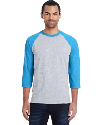 42BA X-Temp Three-Quarter Sleeve Baseball T-Shirt Light Steel/ Neon Blue