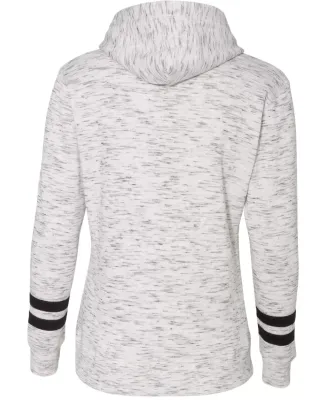 197 8674 Women's Melange Fleece Striped Sleeve Hoo White/ Black