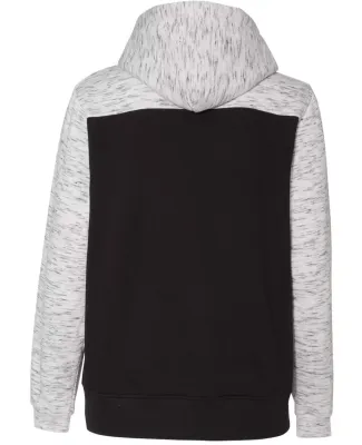 197 8676 Melange Fleece Colorblocked Hooded Pullov Black/ White