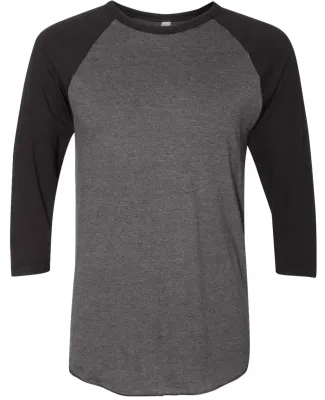 BB453W 50/50 Three-Quarter Sleeve Raglan T-shirt HTHR BLACK/ BLK