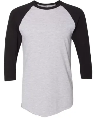 BB453W 50/50 Three-Quarter Sleeve Raglan T-shirt HTHR GREY/ BLACK