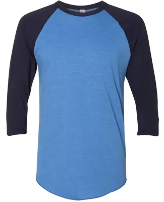 BB453W 50/50 Three-Quarter Sleeve Raglan T-shirt HTH LK BLUE/ NVY