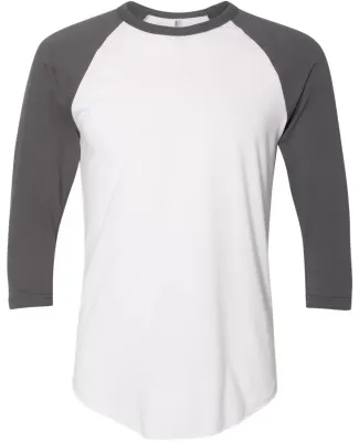 BB453W 50/50 Three-Quarter Sleeve Raglan T-shirt WHITE/ ASPHALT