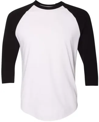 BB453W 50/50 Three-Quarter Sleeve Raglan T-shirt WHITE/ BLACK