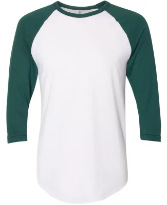 BB453W 50/50 Three-Quarter Sleeve Raglan T-shirt WHITE/ FOREST