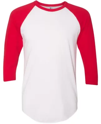 BB453W 50/50 Three-Quarter Sleeve Raglan T-shirt WHITE/ RED