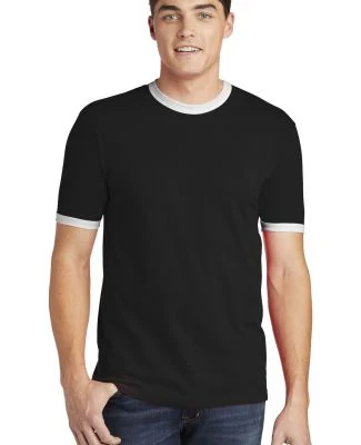 2410W Fine Jersey Ringer T-Shirt in Black/ white