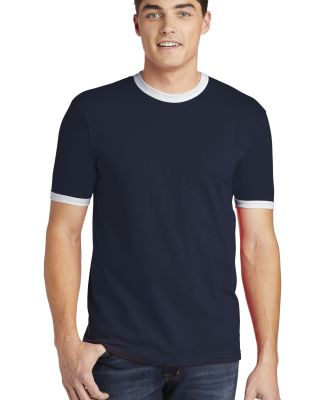 2410W Fine Jersey Ringer T-Shirt in Navy/ white