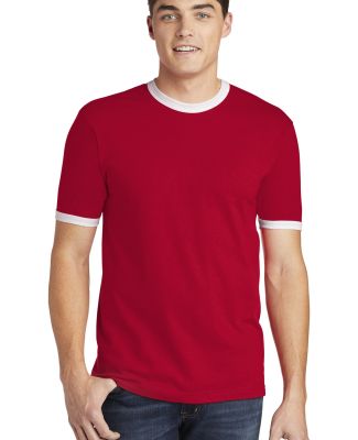 2410W Fine Jersey Ringer T-Shirt in Red/ white