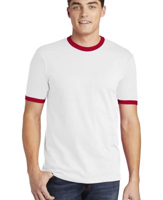 2410W Fine Jersey Ringer T-Shirt in White/ red