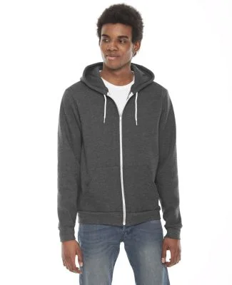 F497W Unisex Flex Fleece Zip Hoodie Dark Heather Grey