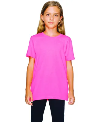 BB201W Youth Poly-Cotton Short-Sleeve Crewneck NEON HTHR PINK