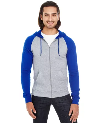 American Apparel 5497W Unisex California Fleece Zi HTHR GREY/ LAPIS