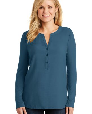 242 LK5432 Port Authority Ladies Concept Henley Tu in Dusty blue