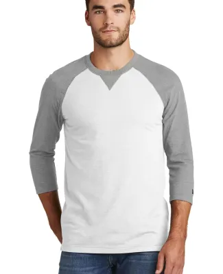 1001 NEA121 New Era  Sueded Cotton 3/4-Sleeve Base Shad Gry He/Wh