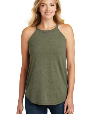 DT137L District Made  Ladies Perfect Tri  Rocker T in Military gn fr