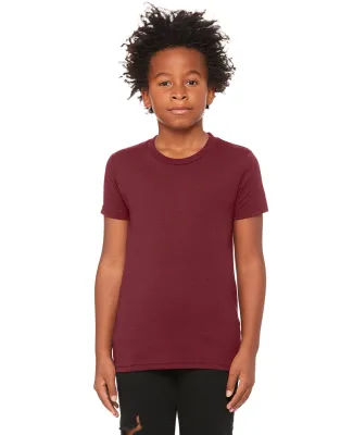 3413Y Bella + Canvas Youth Triblend Jersey Short S in Maroon triblend