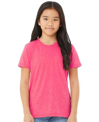 3413Y Bella + Canvas Youth Triblend Jersey Short S in Char pnk triblnd