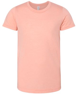 3413Y Bella + Canvas Youth Triblend Jersey Short S in Peach triblend