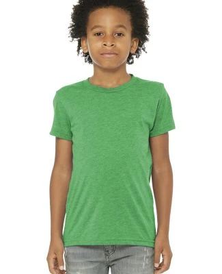 3413Y Bella + Canvas Youth Triblend Jersey Short S in Green triblend