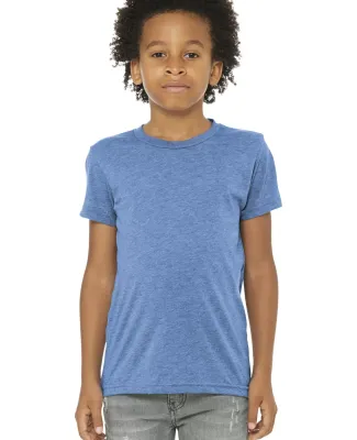 3413Y Bella + Canvas Youth Triblend Jersey Short S in Blue triblend