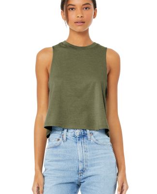 6682 Women's Racerback Cropped Tank Crop Top in Heather olive