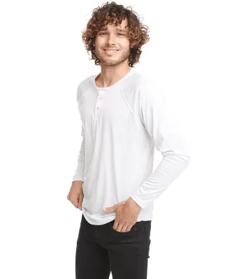 Next Level 6072 Tri-Blend Long Sleeve Henley in Heather white
