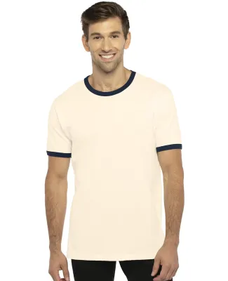 Next Level 3604 Unisex Fine Jersey Ringer Tee in Naturl/ mdnt nvy