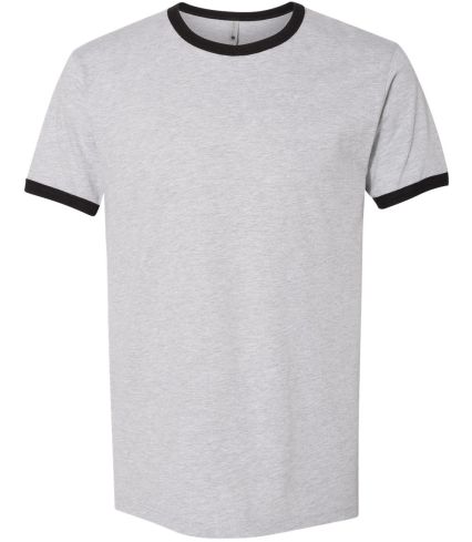 Next Level 3604 Unisex Fine Jersey Ringer Tee in Heather grey/ black