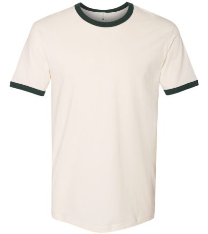 Next Level 3604 Unisex Fine Jersey Ringer Tee in Natural/ forest green