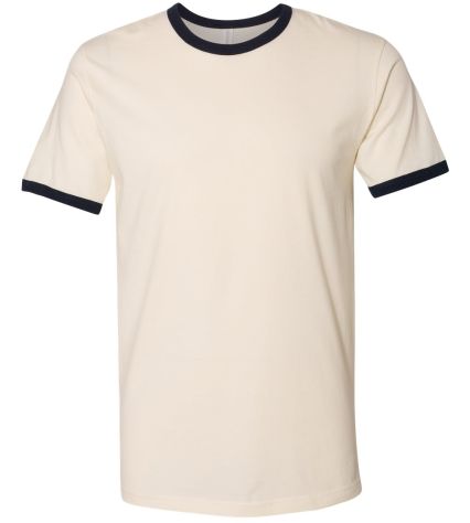 Next Level 3604 Unisex Fine Jersey Ringer Tee in Natural/ midnight navy