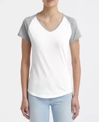 49 6770VL Ladies' Tri-Blend Raglan T-Shirt in White/ hther gry