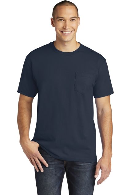 Gildan H300 Hammer Short Sleeve T-Shirt with a Poc in Dark navy