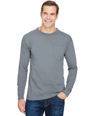 301 3055 Union-Made Long Sleeve T-Shirt with a Poc in Charcoal