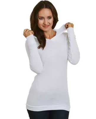 Bayside Apparel 3425 Women's Soft Thermal Hoodie White