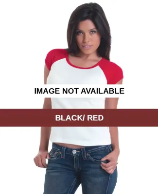 301 4557 Juniors' Cap Sleeve Raglan Tee Black/ Red