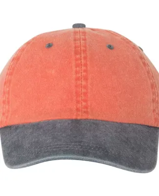 Mega Cap 7601 Pigment Dyed Cotton Twill Cap in Orange/ navy