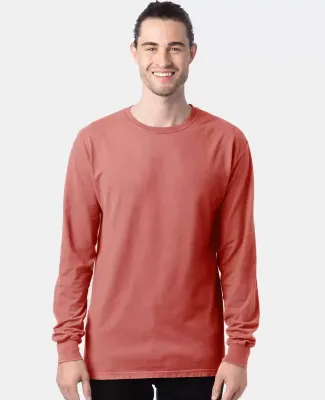 Comfort Wash GDH200 Garment Dyed Long Sleeve T-Shi in Nantucket red