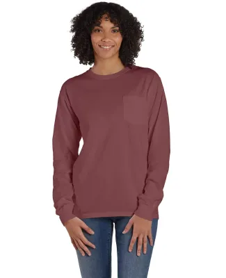 Comfort Wash GDH250 Garment Dyed Long Sleeve T-Shi in Cayenne