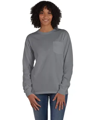 Comfort Wash GDH250 Garment Dyed Long Sleeve T-Shi in Concrete grey