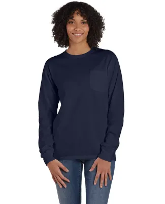 Comfort Wash GDH250 Garment Dyed Long Sleeve T-Shi in Navy