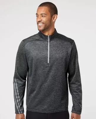 Adidas A284 Brushed Terry Heather Quarter-Zip Black Heather/ Mid Grey