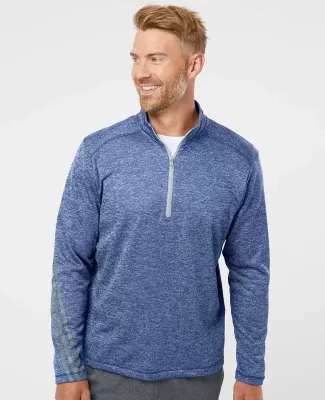 Adidas A284 Brushed Terry Heather Quarter-Zip Collegiate Royal Heather/ Mid Grey