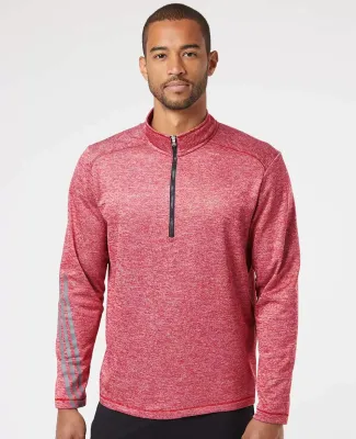 Adidas A284 Brushed Terry Heather Quarter-Zip Power Red Heather/ Black